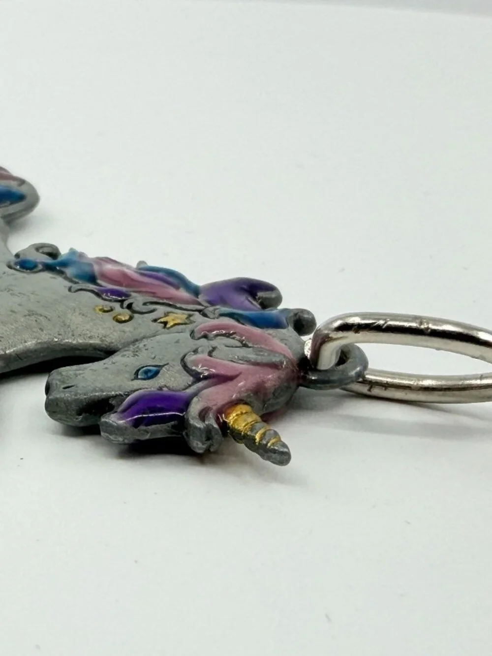 Vintage Unicorn Pendant Enamel Silver Tone Whimsical Charm Fantasy Jewelry Y2K